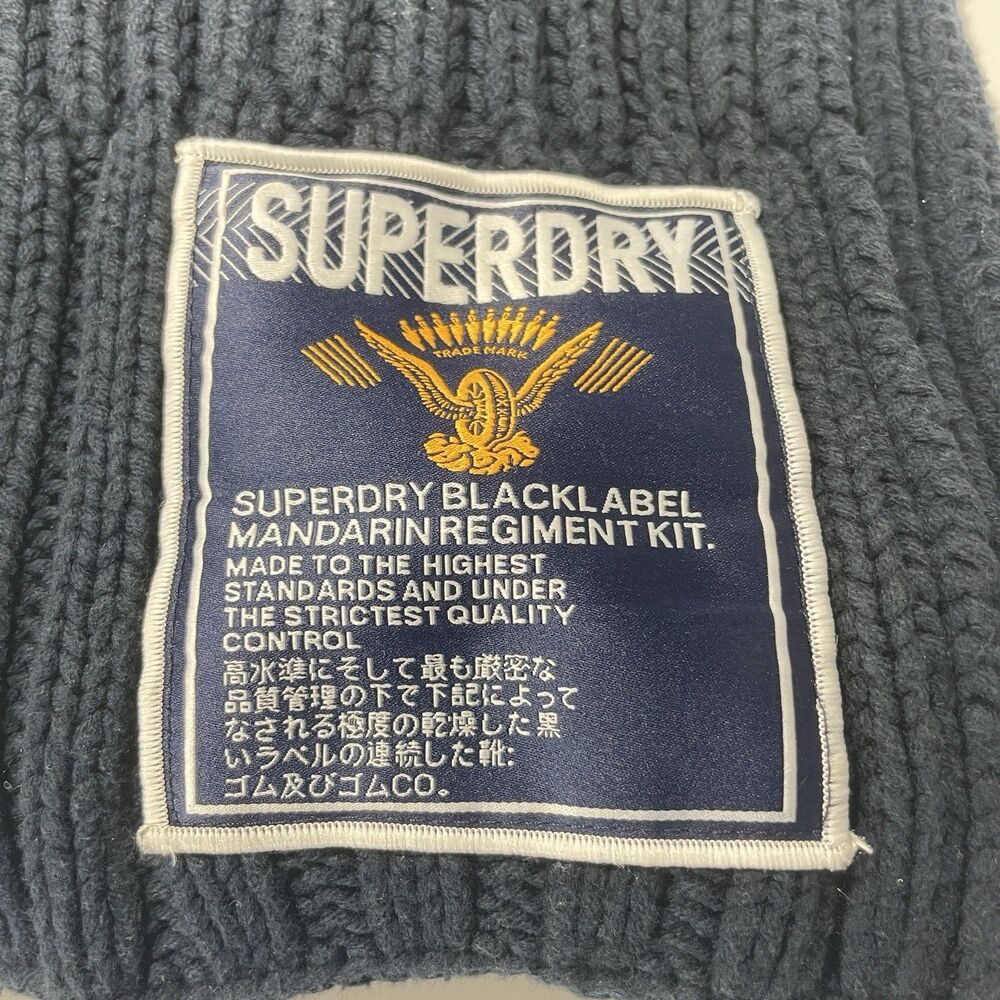 Superdry Super Cable Chunky Knit Navy Blue Unisex Scarf Black Label - Picture 4 of 7